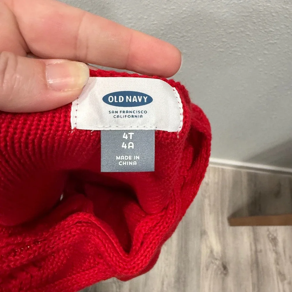Old Navy Girls Red Cable Knit Sweater‎ Dress 4T Toddler Holiday